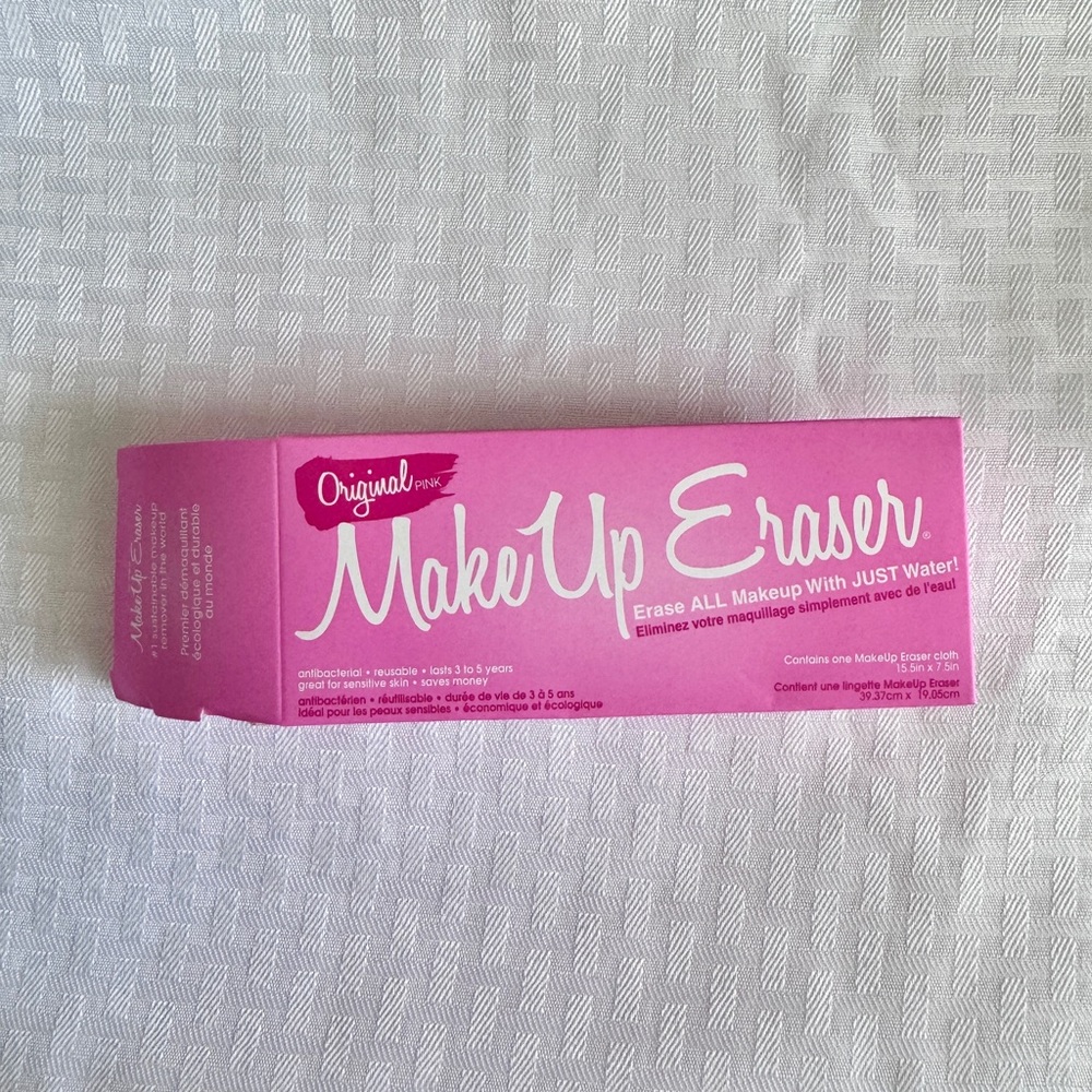 Original Pink Makeup Eraser Reusable Sustainable Makeup Remover Cloth 15.5x7.5in